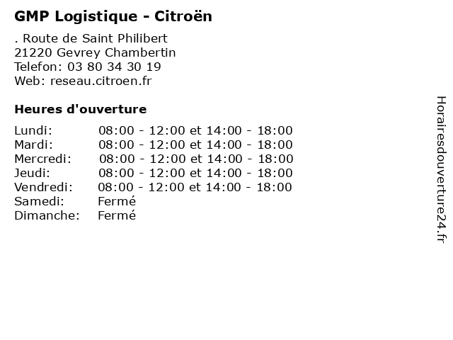 GMP Logistique - Citroën à Gevrey Chambertin: adresse et heures d'ouverture