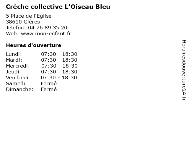 Crèche collective L'Oiseau Bleu à Gières: adresse et heures d'ouverture