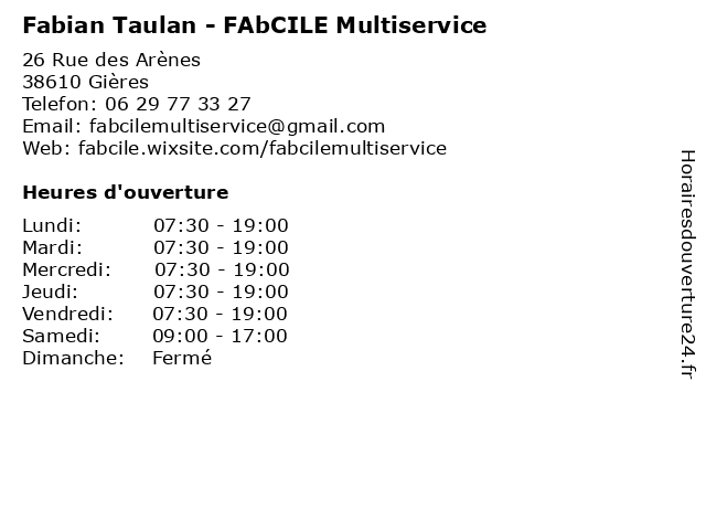 Fabian Taulan - FAbCILE Multiservice à Gières: adresse et heures d'ouverture
