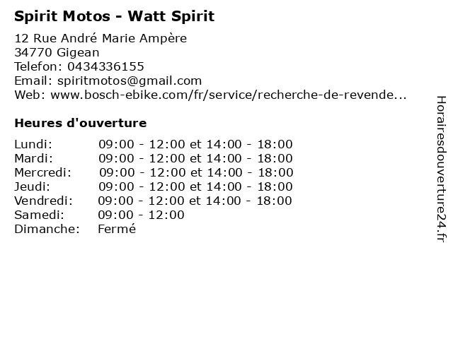 Spirit Motos - Watt Spirit à Gigean: adresse et heures d'ouverture