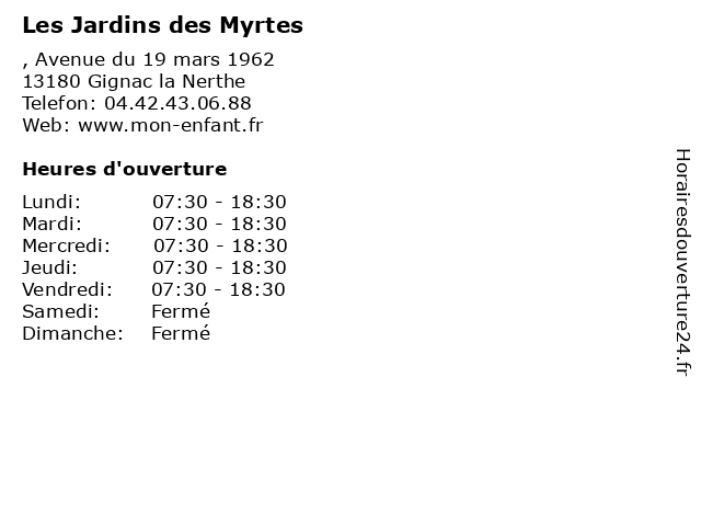 Les Jardins des Myrtes à Gignac la Nerthe: adresse et heures d'ouverture