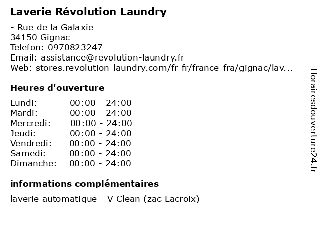 Laverie Révolution Laundry à Gignac: adresse et heures d'ouverture