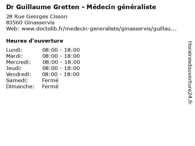 Dr Guillaume Gretten - Médecin généraliste à Ginasservis: adresse et heures d'ouverture