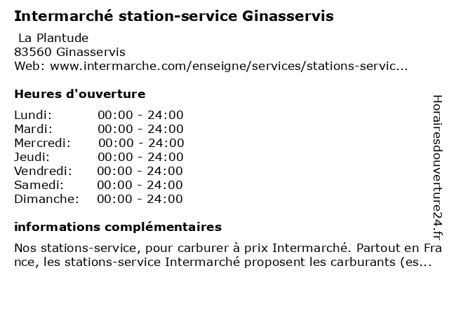 Intermarché station-service Ginasservis à Ginasservis: adresse et heures d'ouverture