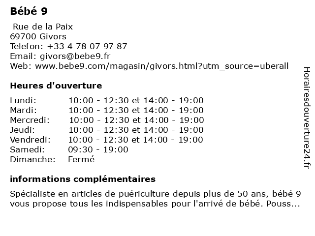 ᐅ Horaires D Ouverture Bebe 9 Rue De La Paix A Givors ᐅ Horaires D Ouverture Bebe 9 Rue De La Paix A Givors