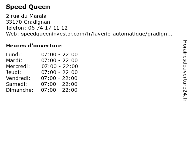 Speed Queen à Gradignan: adresse et heures d'ouverture