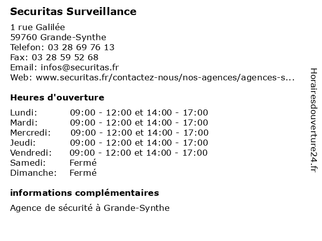 Securitas Surveillance à Grande-Synthe: adresse et heures d'ouverture