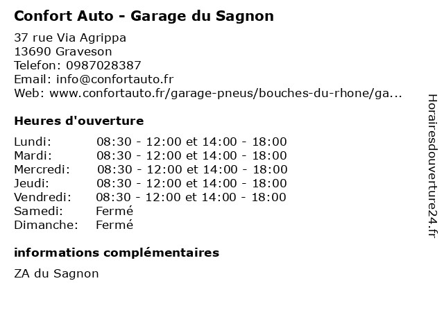 Confort Auto - Garage du Sagnon à Graveson: adresse et heures d'ouverture