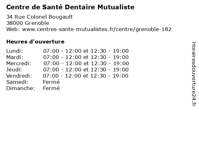 Centre de Santé Dentaire Mutualiste à Grenoble: adresse et heures d'ouverture
