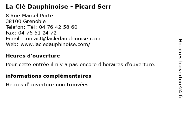 La Clé Dauphinoise - Picard Serr à Grenoble: adresse et heures d'ouverture
