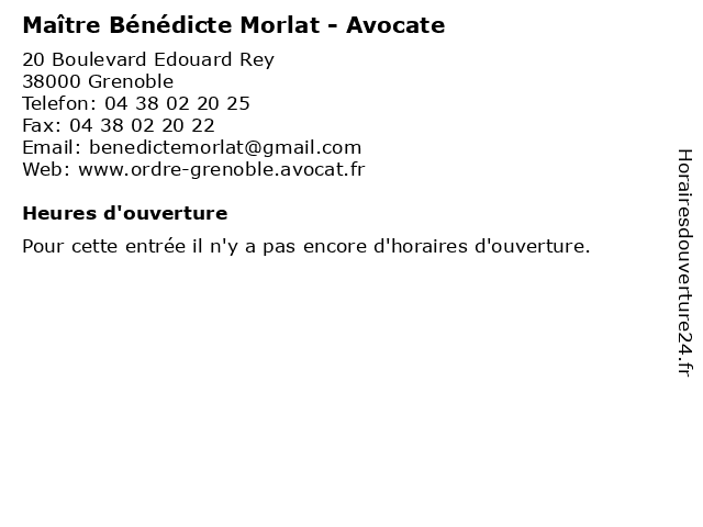 Maître Bénédicte Morlat - Avocate à Grenoble: adresse et heures d'ouverture