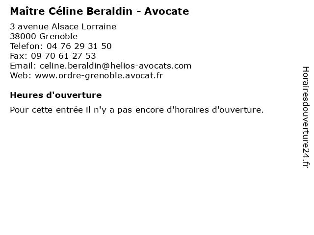 Maître Céline Beraldin - Avocate à Grenoble: adresse et heures d'ouverture