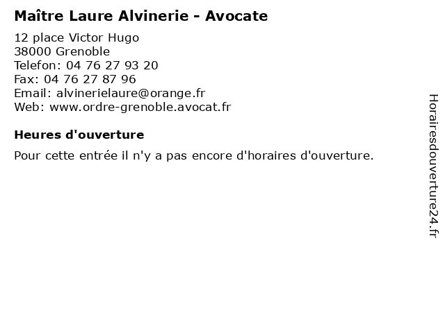 Maître Laure Alvinerie - Avocate à Grenoble: adresse et heures d'ouverture