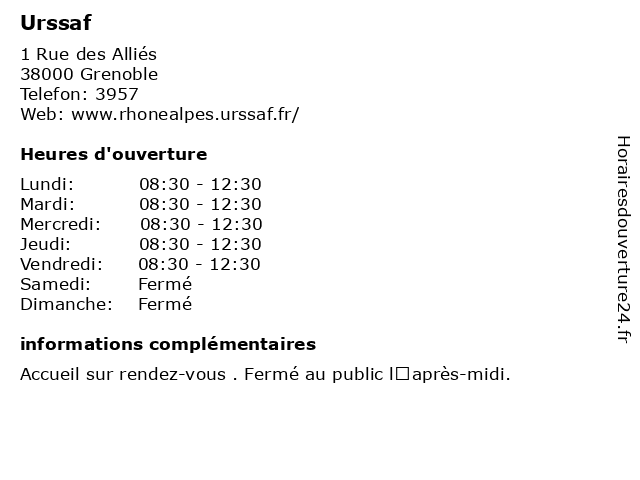 Urssaf Grenoble Horaire D Ouverture