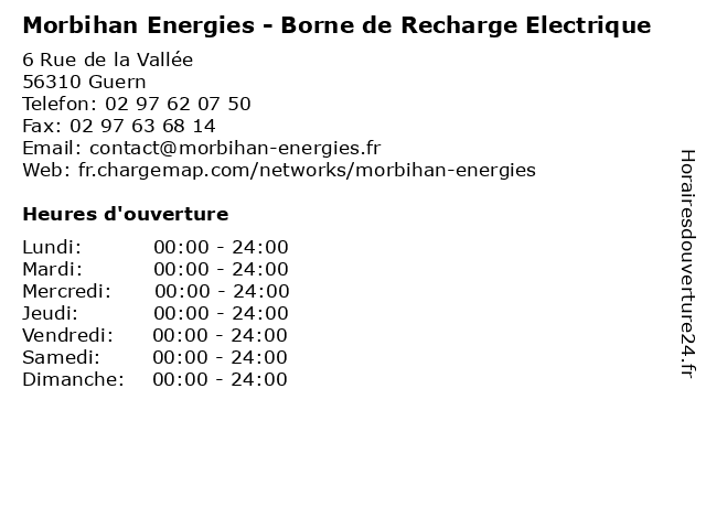 Morbihan Energies - Borne de Recharge Electrique à Guern: adresse et heures d'ouverture