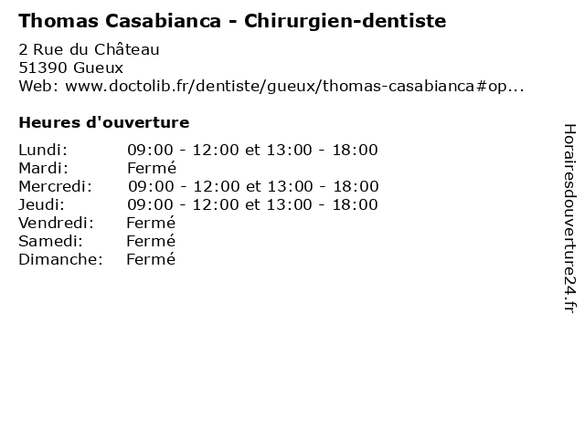 Thomas Casabianca - Chirurgien-dentiste à Gueux: adresse et heures d'ouverture
