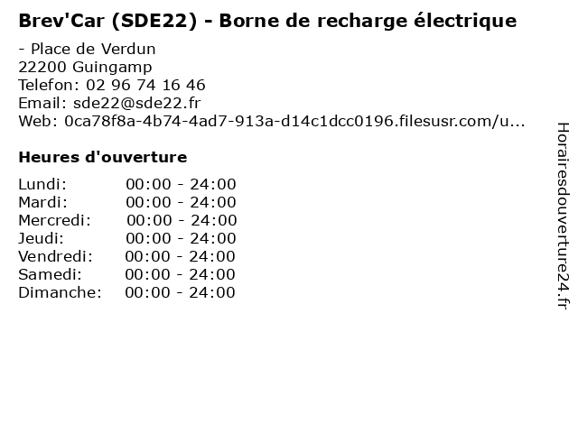 Brev'Car (SDE22) - Borne de recharge électrique à Guingamp: adresse et heures d'ouverture