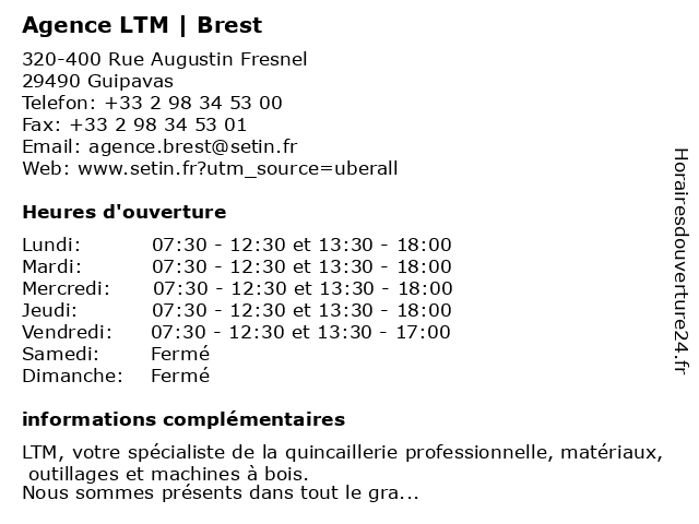 Agence LTM | Brest à Guipavas: adresse et heures d'ouverture