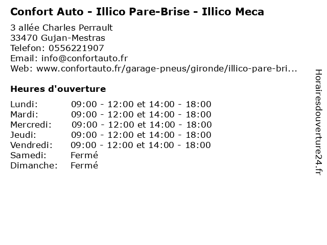 Confort Auto - Illico Pare-Brise - Illico Meca à Gujan-Mestras: adresse et heures d'ouverture