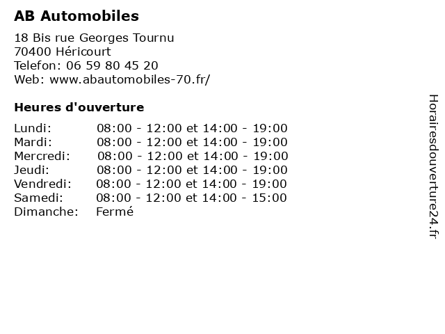 AB Automobiles à Héricourt: adresse et heures d'ouverture