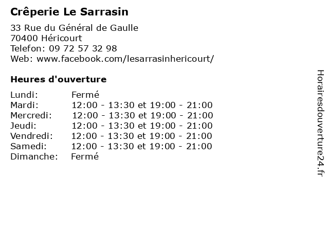Crêperie Le Sarrasin à Héricourt: adresse et heures d'ouverture