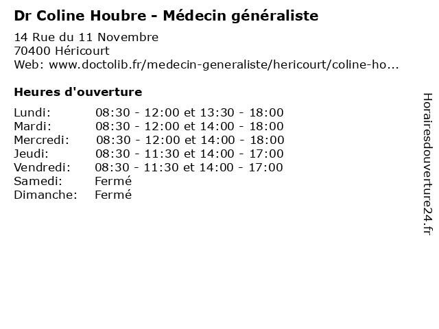 Dr Coline Houbre - Médecin généraliste à Héricourt: adresse et heures d'ouverture