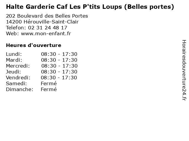 Halte Garderie Caf Les P'tits Loups (Belles portes) à Hérouville-Saint-Clair: adresse et heures d'ouverture