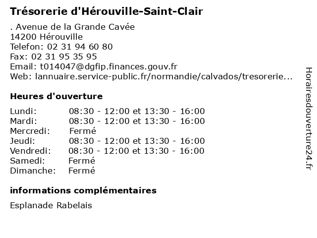 Trésorerie d'Hérouville-Saint-Clair à Hérouville: adresse et heures d'ouverture