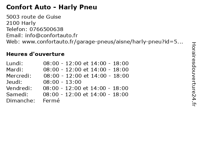 Confort Auto - Harly Pneu à Harly: adresse et heures d'ouverture