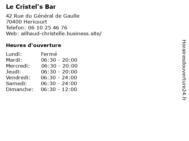 Le Cristel's Bar à Hericourt: adresse et heures d'ouverture