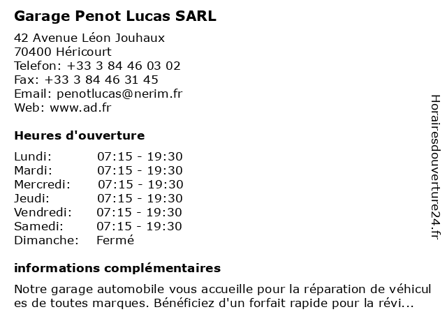 Peugeot - Garage Penot Lucas à Hericourt: adresse et heures d'ouverture