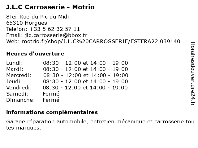 Motrio - J.L.C Carrosserie à Horgues: adresse et heures d'ouverture