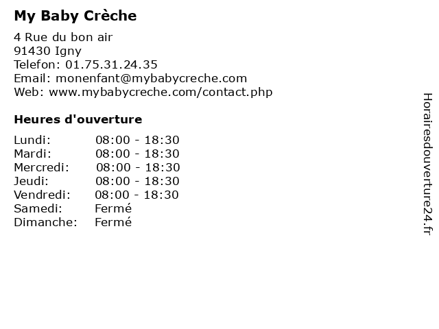 My Baby Crèche à Igny: adresse et heures d'ouverture