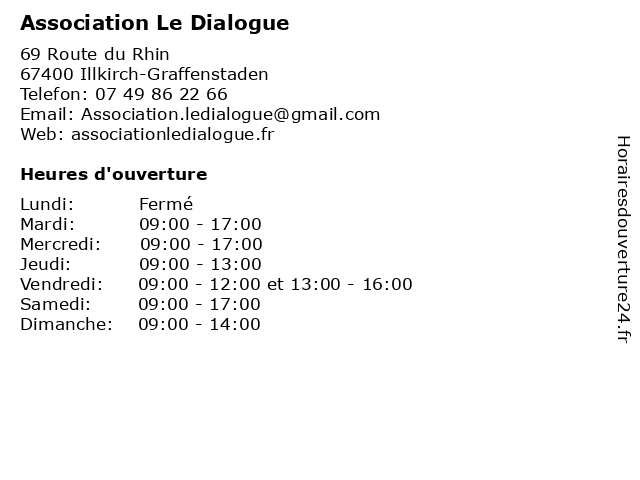 Association Le Dialogue à Illkirch-Graffenstaden: adresse et heures d'ouverture