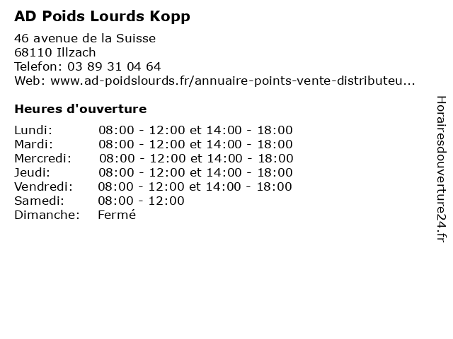 AD Poids Lourds Kopp à Illzach: adresse et heures d'ouverture
