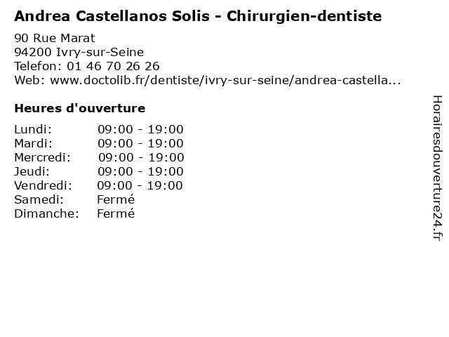 Andrea Castellanos Solis - Chirurgien-dentiste à Ivry-sur-Seine: adresse et heures d'ouverture
