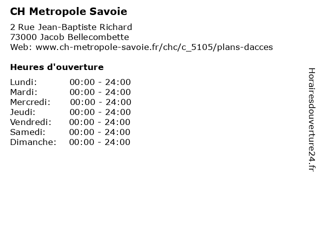 CH Metropole Savoie à Jacob Bellecombette: adresse et heures d'ouverture