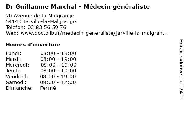 Dr Guillaume Marchal - Médecin généraliste à Jarville-la-Malgrange: adresse et heures d'ouverture