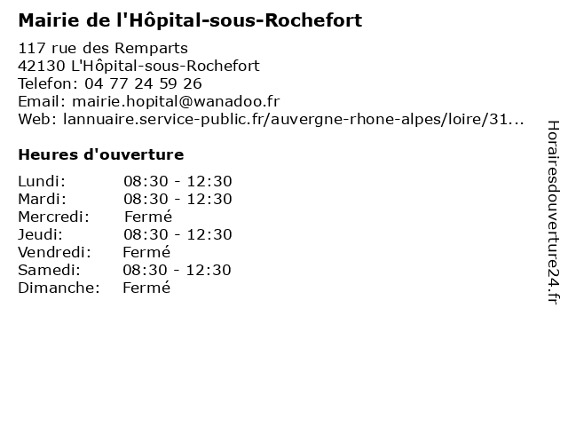 Mairie de l'Hôpital-sous-Rochefort à L'Hôpital-sous-Rochefort: adresse et heures d'ouverture