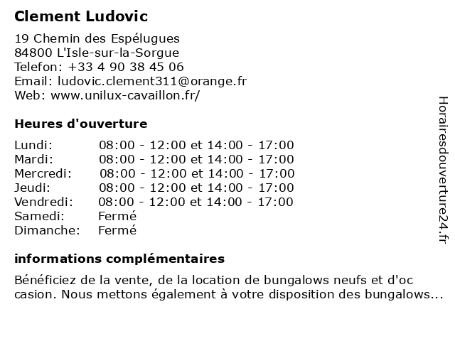 Clement Ludovic à L'Isle-sur-la-Sorgue: adresse et heures d'ouverture