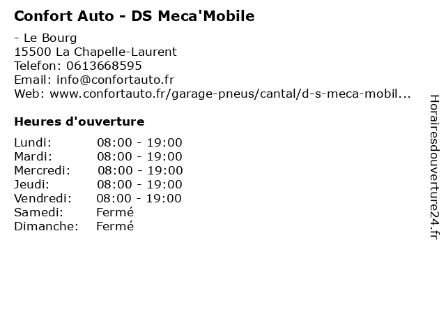 Confort Auto - DS Meca'Mobile à La Chapelle-Laurent: adresse et heures d'ouverture