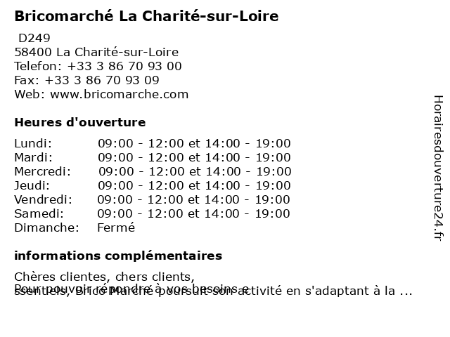 á… Horaires D Ouverture Bricomarche La Charite Sur Loire D249 A La Charite Sur Loire