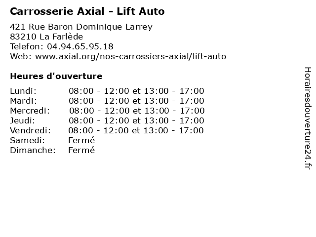 Carrosserie Axial - Lift Auto à La Farlède: adresse et heures d'ouverture