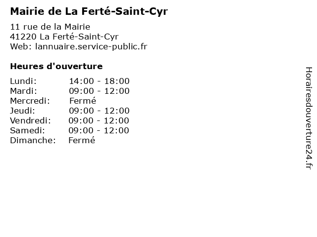 Mairie de La Ferté-Saint-Cyr à La Ferté-Saint-Cyr: adresse et heures d'ouverture