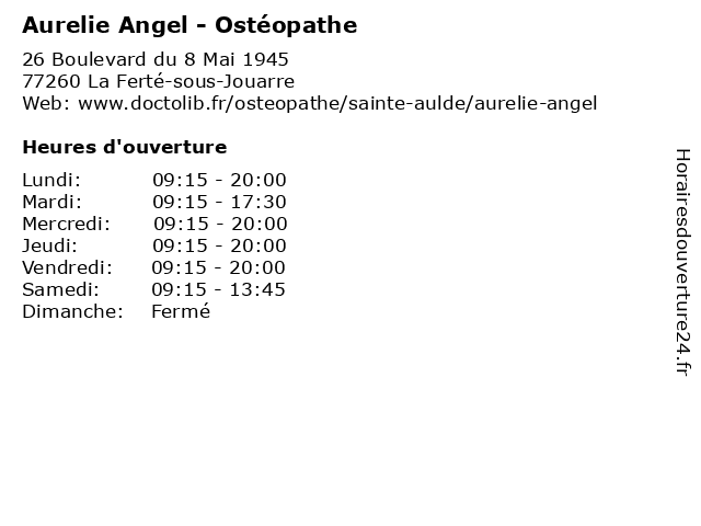 Aurelie Angel - Ostéopathe à La Ferté-sous-Jouarre: adresse et heures d'ouverture
