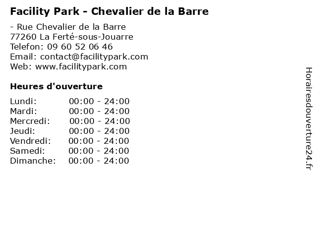 Facility Park - Chevalier de la Barre à La Ferté-sous-Jouarre: adresse et heures d'ouverture