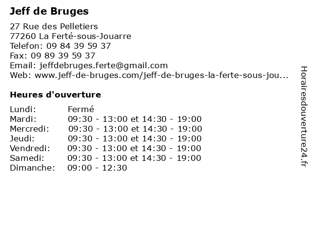 Jeff de Bruges à La Ferté-sous-Jouarre: adresse et heures d'ouverture