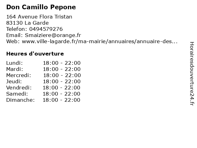 Don Camillo Pepone à La Garde: adresse et heures d'ouverture