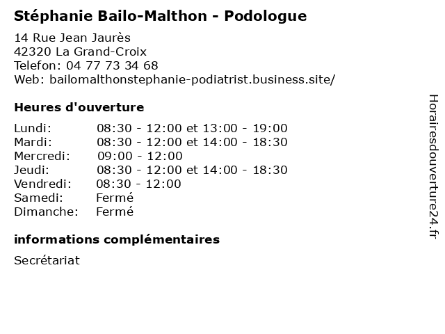 Stéphanie Bailo-Malthon - Podologue à La Grand-Croix: adresse et heures d'ouverture