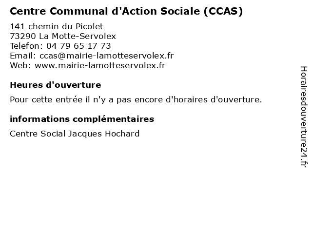 Centre Communal d'Action Sociale (CCAS) à La Motte-Servolex: adresse et heures d'ouverture